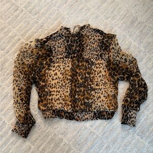 Free People Abstract Print Smocked Top